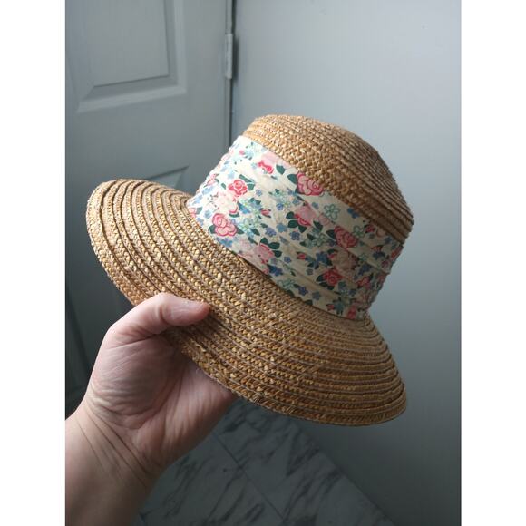 Vtg Pooh 90s Rolled‎ Brim Hat Straw Natural Fibers One Size Women\'s main image 4